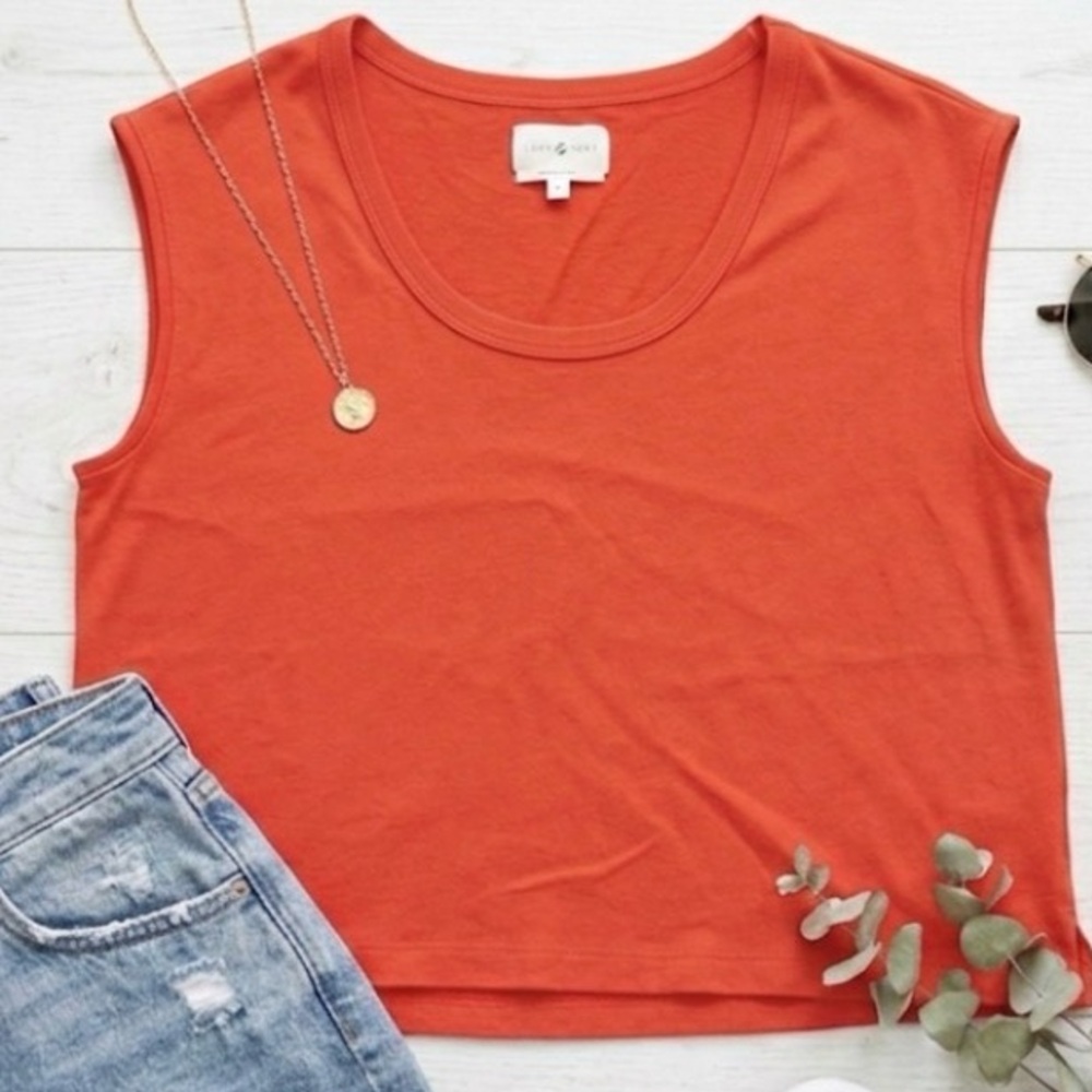 Lou & Grey Bright Red Sleeveless Boxy Crop Top - Size Small